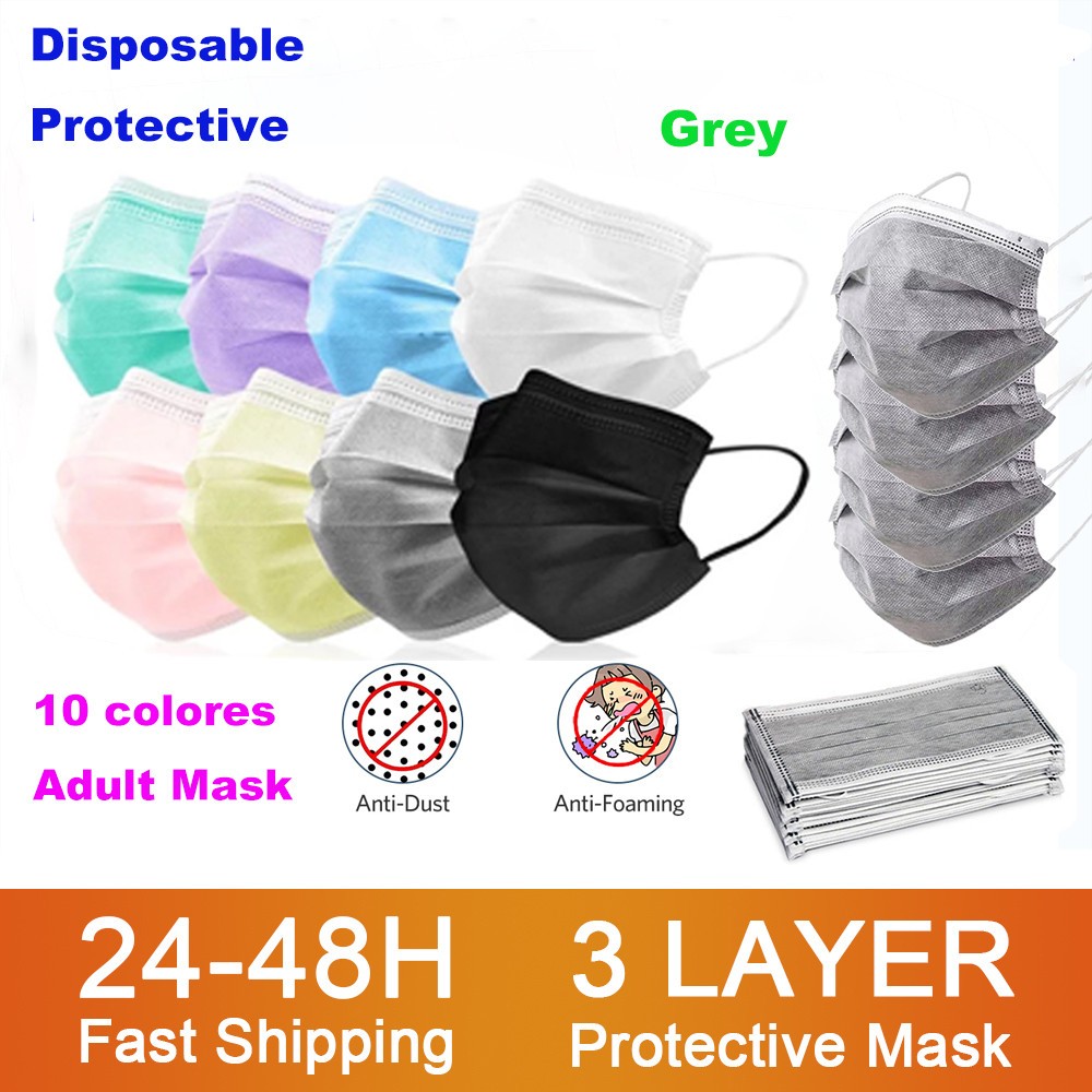 Protective Face Mask 3 Layers Adult Non-Reusable Mask Non-Woven Colors Negras Mascarillas quiurgicas Homeopathic