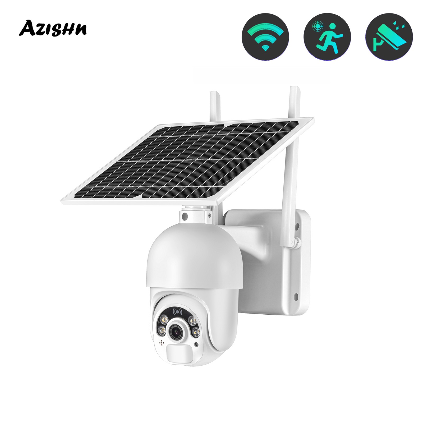 AZISHN 1080P 2.4G WiFi IP Camera P2P Two Way Audio AI Human Detection 4X Digital Zoom CCTV Outdoor Security Camera With Sim 4G