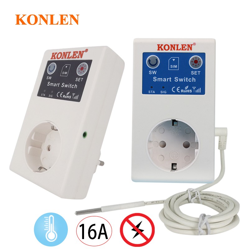 16A GSM SMS Smart Power Socket Outlet Temperature Sensor Controller Smart Plug Relay Switch Home Automation Remote Control