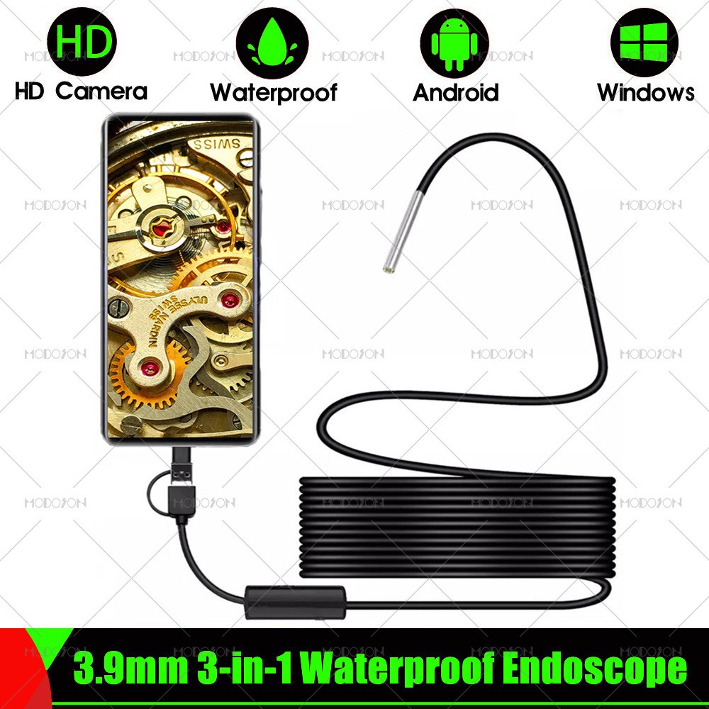 3.9mm HD Endoscope Camera Mirco USB Type-C OTG Video Car Inspection Borescope Snake Flexible Endoscope Cable For Android Windows