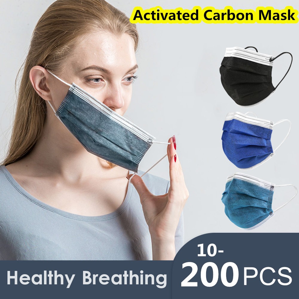 Activated Carbon Disposable Face Masks 4 Layers Thicken Non-woven Ear Mouth Mask Mascarillas Gray Dust Mask