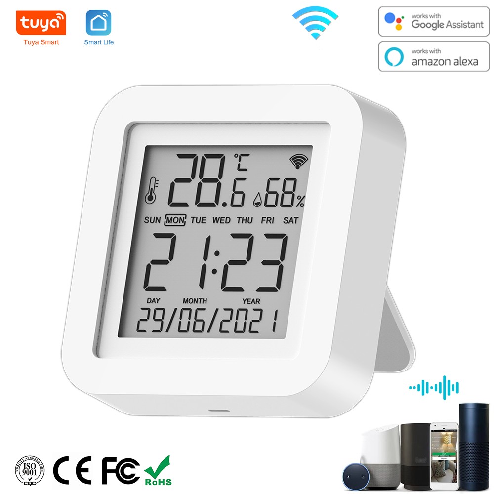 Tuya 2022 WIFI Temperature Humidity Sensor For Smart Home var SmartLife With Screen Support Alexa Google Phone