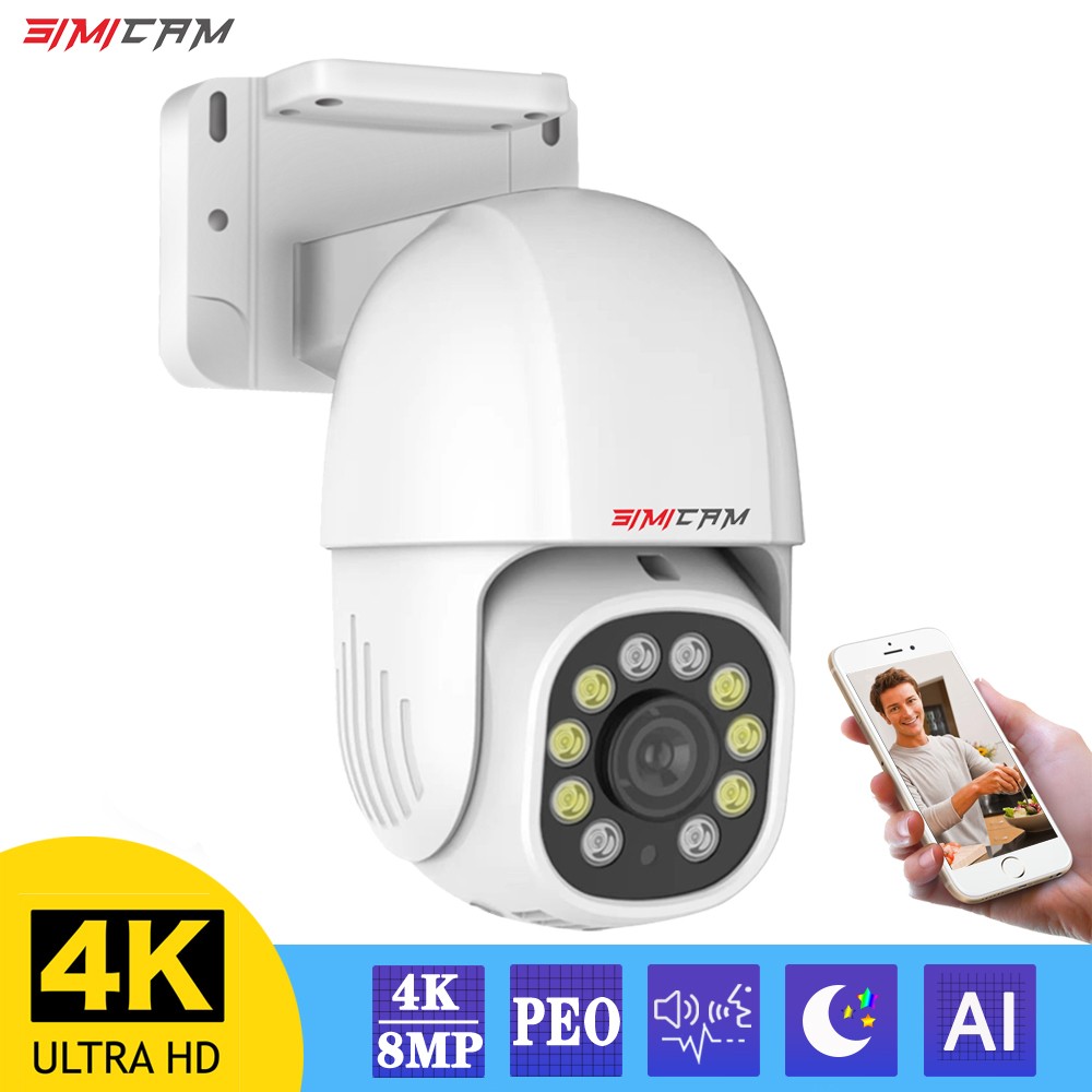 4K PTZ POE IP Camera Video Surveillance Onvif Outdoor Color Night Vision Smart AI Pan Tilt Motion Detection TwoWay Audio SD Slot