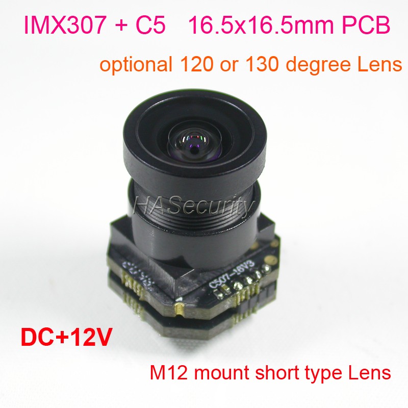 (+12V) AHD-H 1080P or CVBS 1/2.8" Sony Starvis IMX307 CMOS + C5 Main Camera Module PCB Board M12 Lens