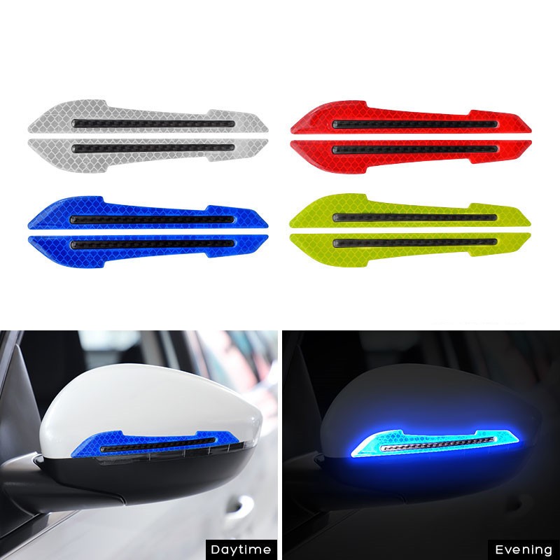 2pcs Reflective car stickers, door side anti-collision strips, rearview mirror warning stickers, body scratches and blockages