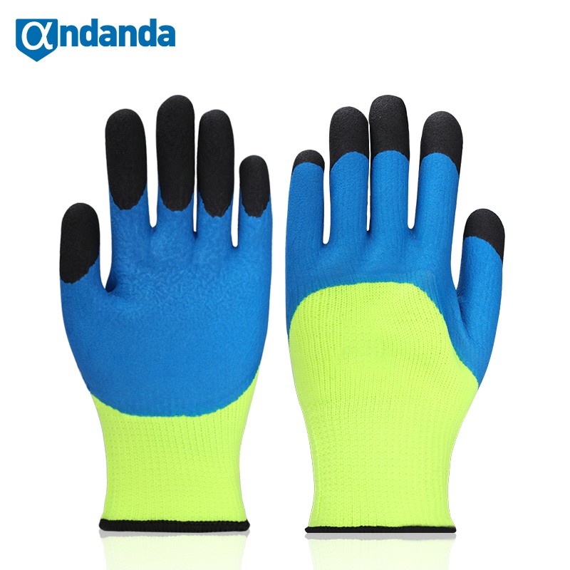 Andanda Work Gloves, Dura and Warm Palm Dipped Latex Gloves Suitable for Working in Cold Temperatures, Warm Winter Gloves