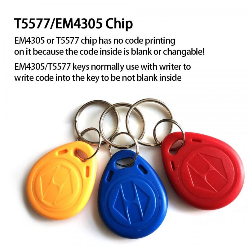 10/50pcs EM4305 T5577 125KHz Copy Writable Rewritable Epoxy Hang Keyfobs RFID Tag Key Ring Proximity Card Symbol Badge