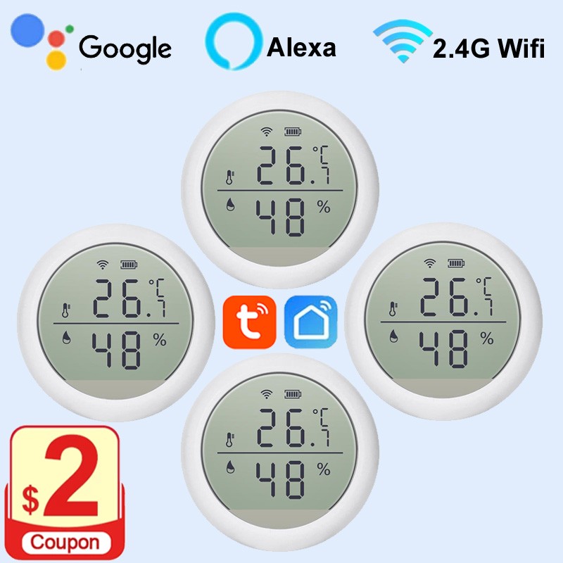 2022 Tuya Smart Wi-Fi Temperature Humidity Sensor Indoor Thermometer With LCD Display Smartlife Alexa Google