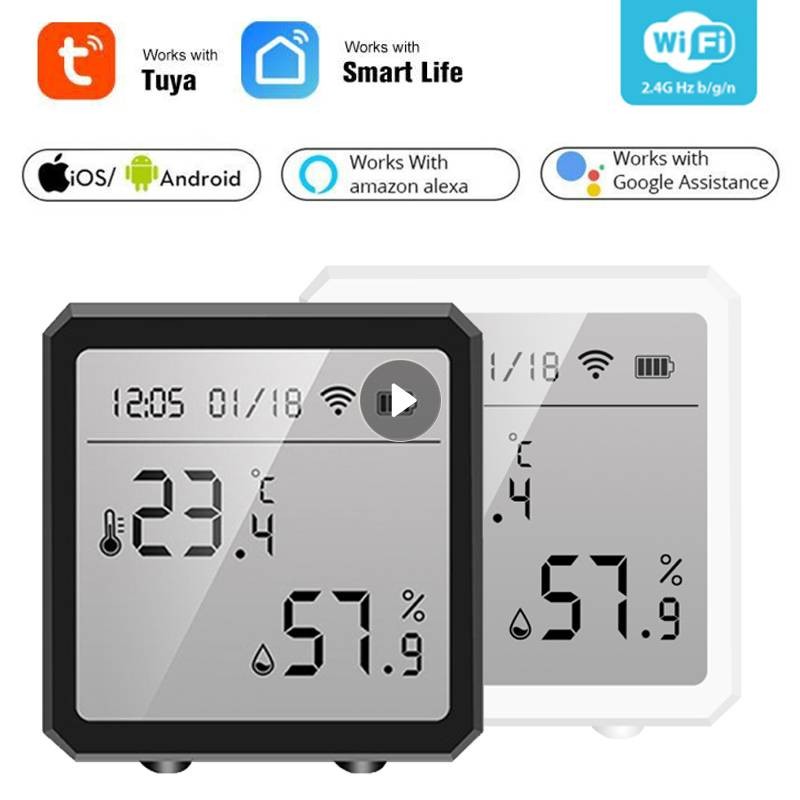 Tuya Smart WiFi Temperature and Humidity Sensor Indoor Hygrometer Thermometer with LCD Screen Support Alexa Google Assistant