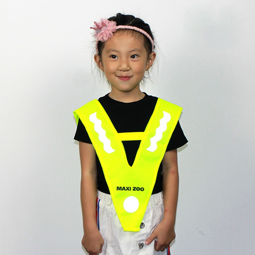 V-shaped Free Size Polyester Running Cycling High Visibility Traffic Safety Children Fluorescent Yellow Reflective Vest Students