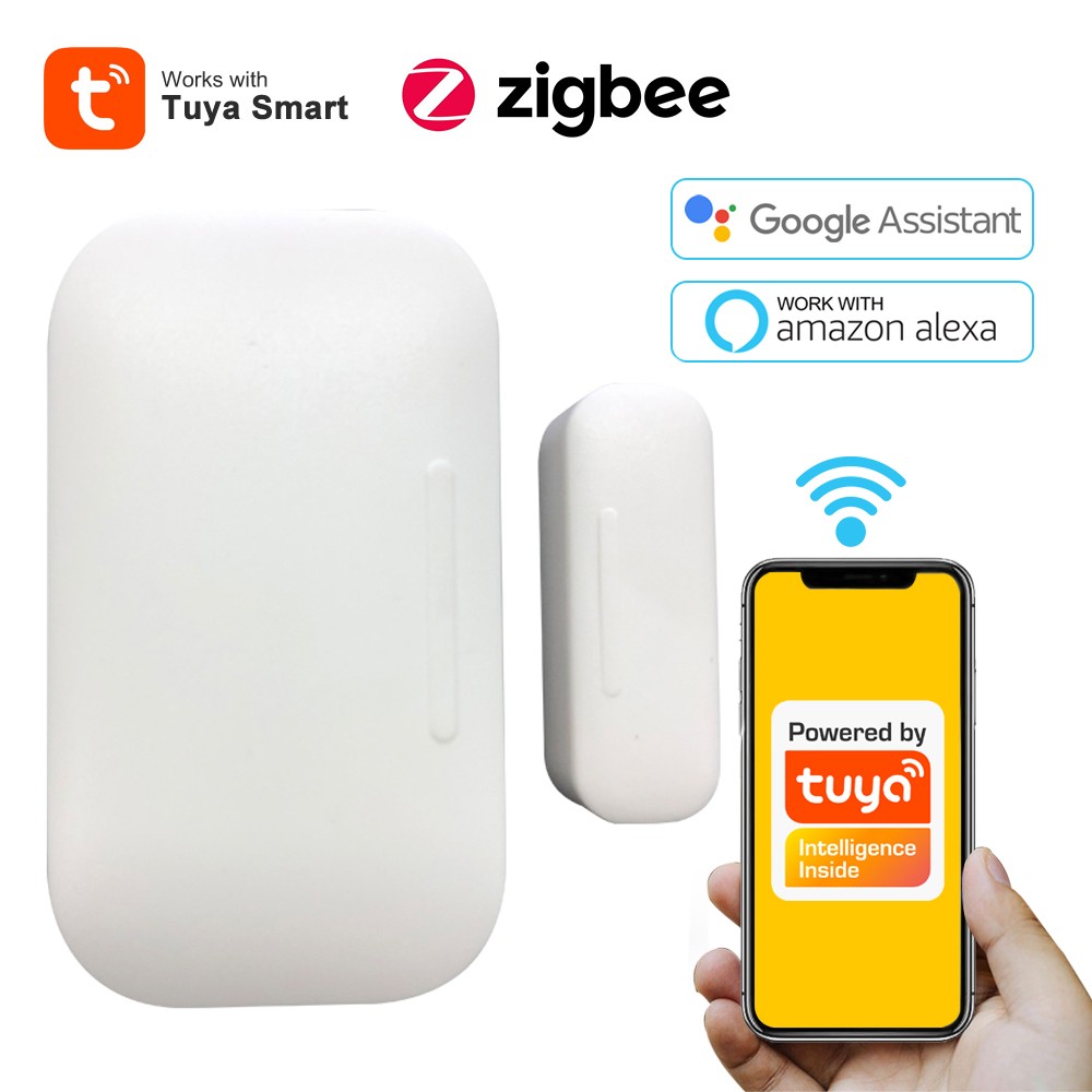 Tuya Smart Zigbee Window Door Sensor Detector Alarm Smart Life APP Remote Monitor Home Security Support Alexa Google Assistant