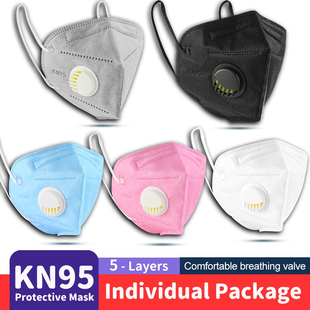 KN95 Mask Check Dust Proof Reusable Face Masks Respirator Month Filter KN95 Mask With Vent Valve Black Mascarillas