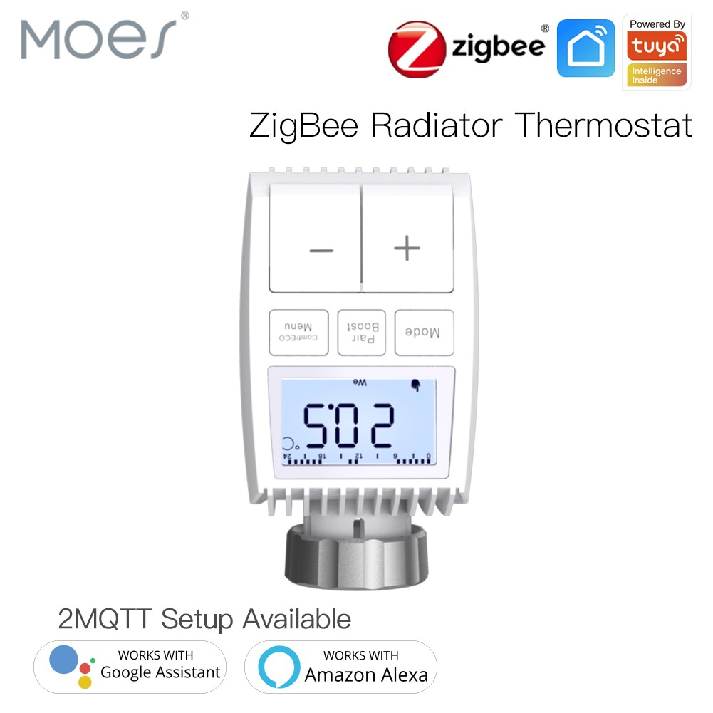 2022 Moes Tuya ZigBee 3.0 Coolant Engine Valve Intelligent Thermostat External Temperature Controller Sensor TRV Voice Control with