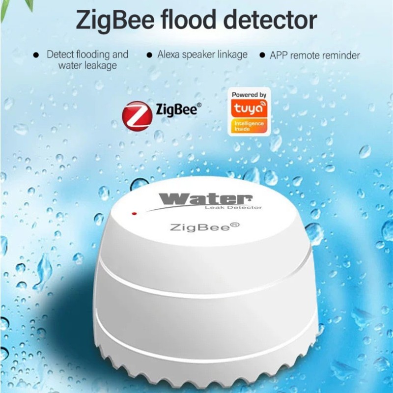 Tuya Zigbee Water Leak Detector Flood Sensor Warning Function Smart Life APP Remote Reminder Leak Detector Alarm