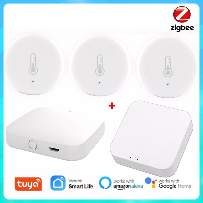 Tuya ZigBee Smart Temperature Sensors 3.0 Humidity Sensors for Smart Home, Control APP Support Alexa Google Home Hub Required