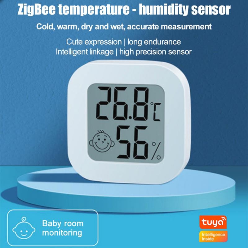 Tuya Zigbee Temperature Humidity Sensor Tuya Smart Life App Remote Voice Control LCD Display Works with Alexa Google Home