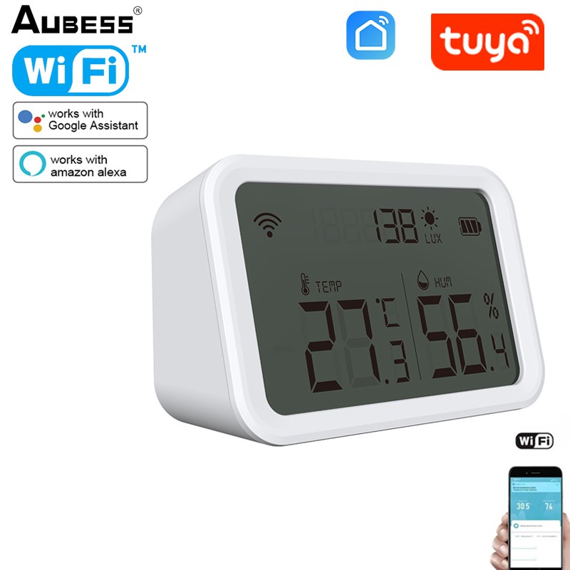 Tuya WiFi Temperature Humidity Sensor Indoor Thermometer LCD Display Thermometer SmartLife With Alexa Google Home