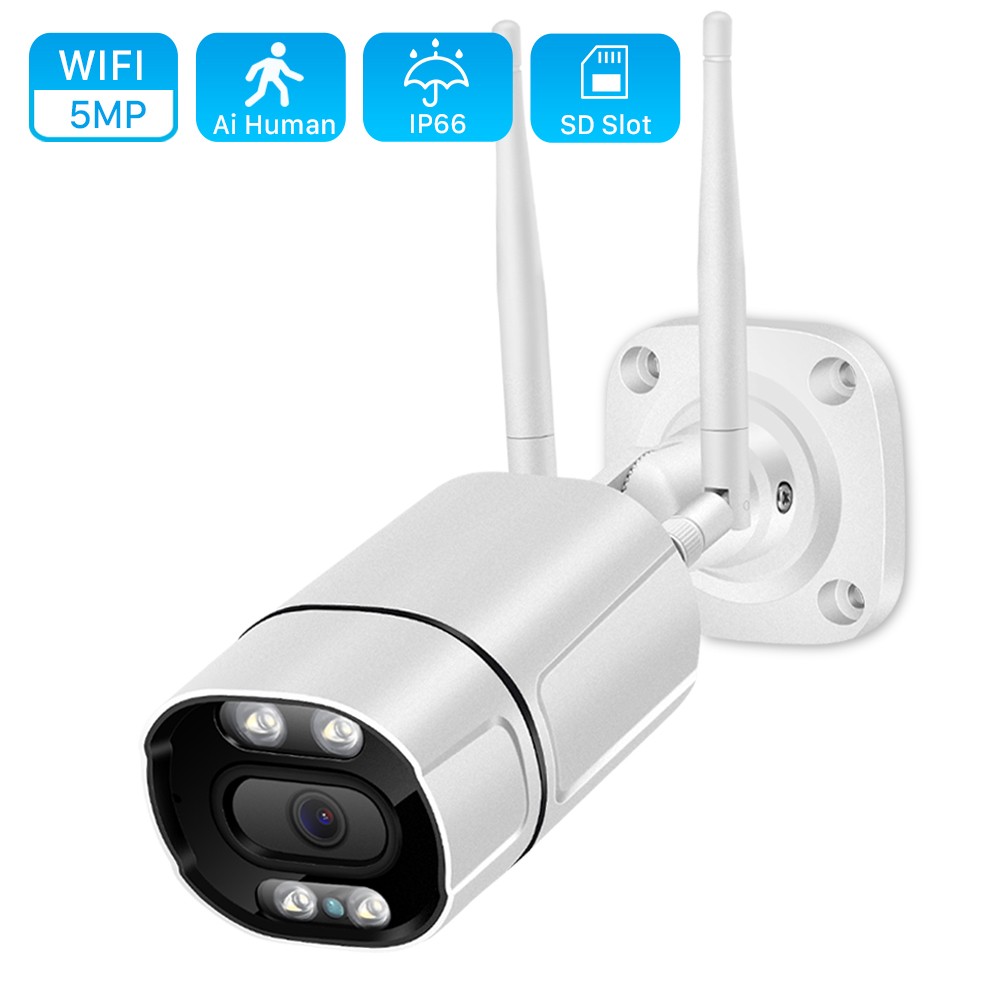 5MP IP Camera WiFi Outdoor Ai Human Audio Detection Wireless Camera 1080P HD Color Infrared Night Vision CCTV Home Security Camera