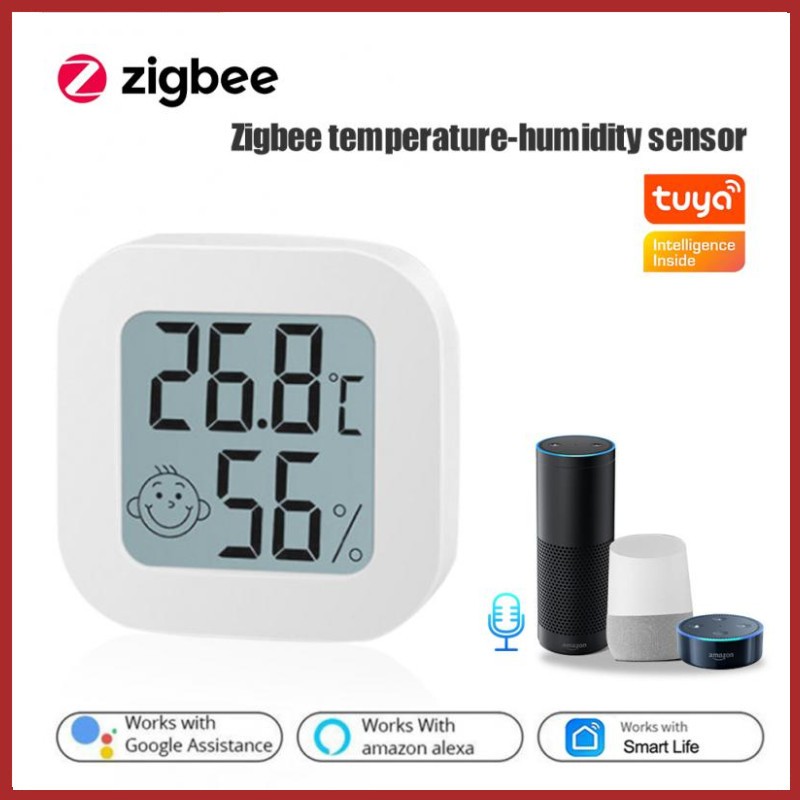 Tuya Zigbee Temperature Humidity Sensor Tuya Smart Life App Voice Remote Control LCD Screen Support Alexa Google Home