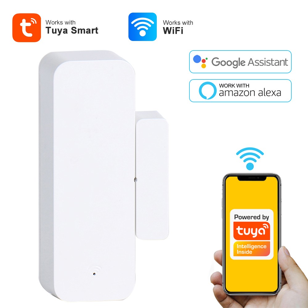 Tuya Smart WiFi Door Sensor Open Closed Smart Home Security Detector Alert Alarm Compatible Alexa Google Assistant Notification