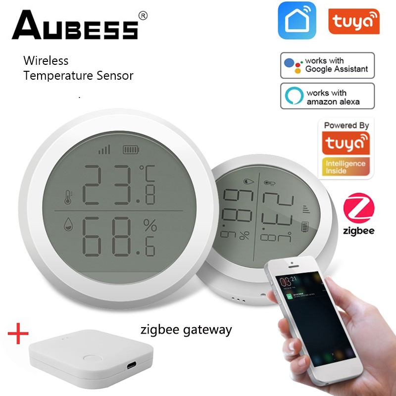 Tuya Zigbee Temperature Humidity Sensor Indoor Thermometer with LCD Display Smart Home for Alexa Google Assistant