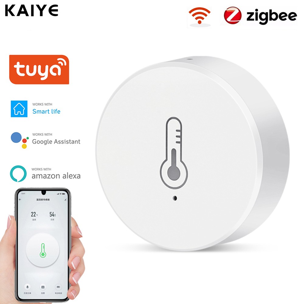 ZigBee Temperature Humidity Sensor Smart Home Thermometer Home Heat Detector Work Detector With Alexa Google Home Assistant