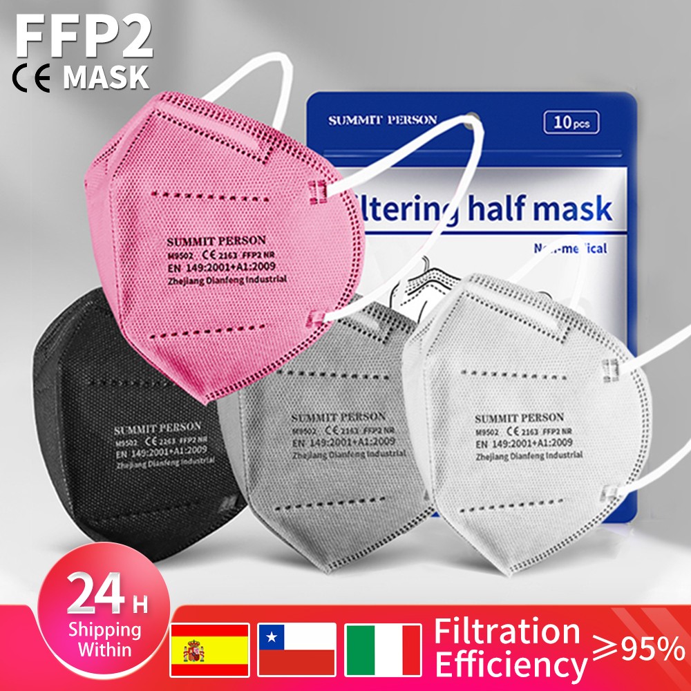 High Quality 10pcs/bag Multicolor CE FFP2 Protective Mask KN95 Mouth Mask Women and Men Face Mask Mascarillas Adult Reusable