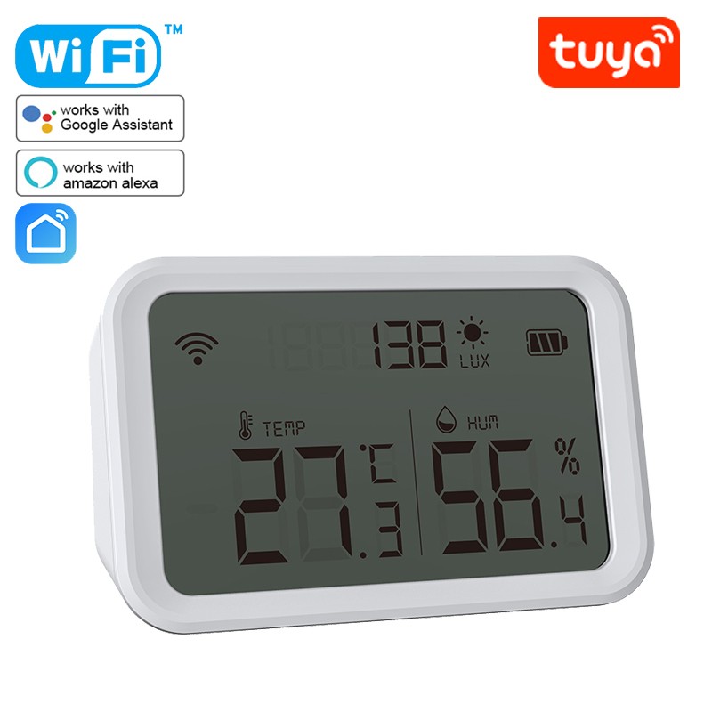 Tuya WiFi ZigBee Temperature Humidity Sensor Lux Light Indoor Humidity Detector Thermometer with LCD Screen Work Tuya Hub