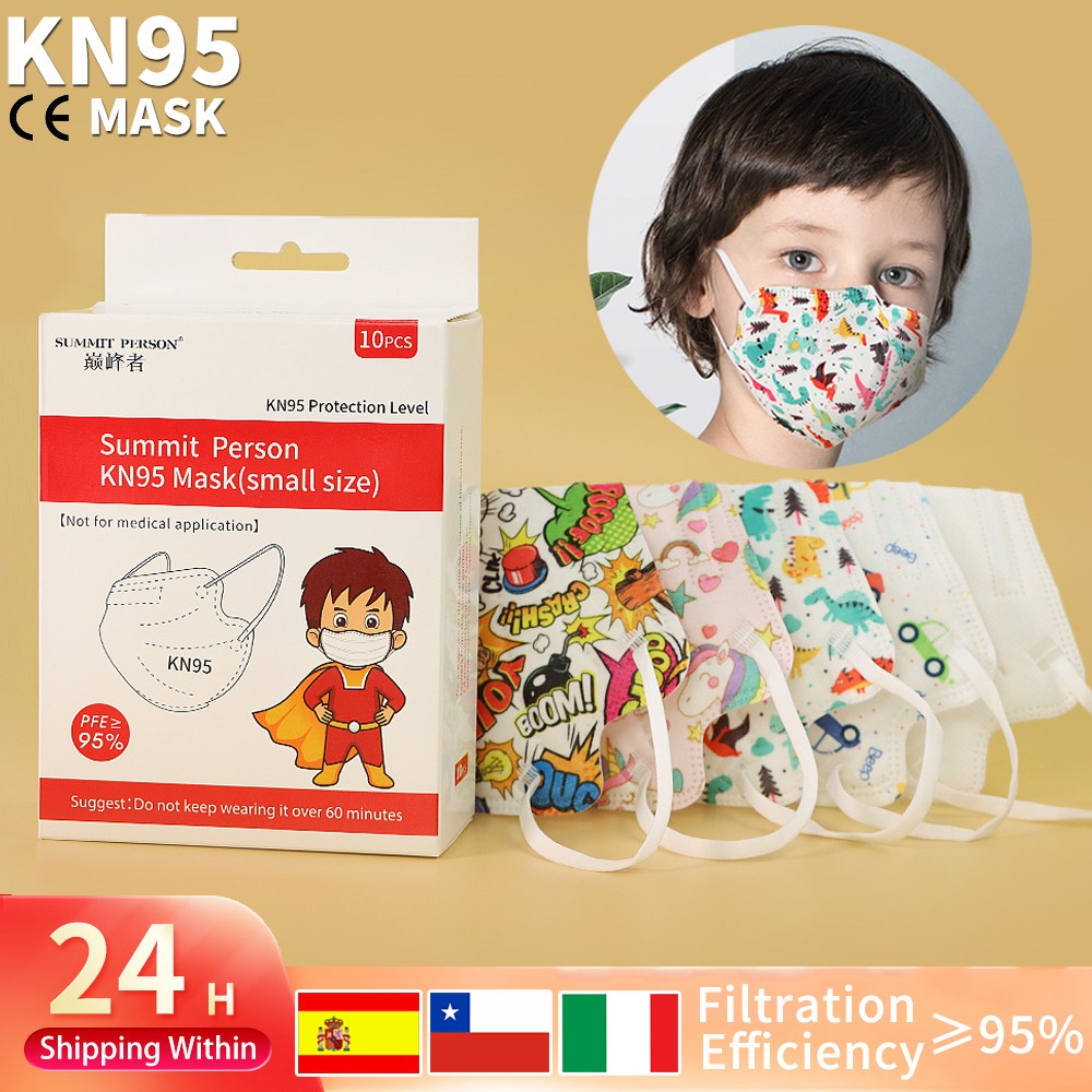 Fit 3-12 Old Kid FFP2 KN95 ديناصور Mascarillas سمكا 5 طبقة الأطفال قناع مكافحة الضباب قناع واقٍ تنفس قابلة لإعادة الاستخدام