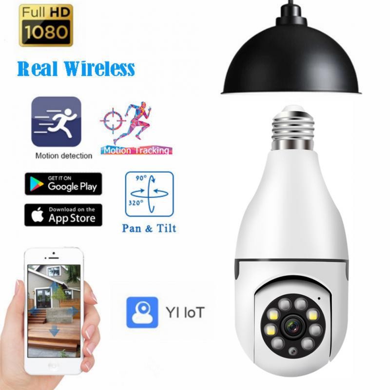 E27 Bulb Wireless Surveillance Camera WiFi PTZ IP Camera 1080P Night Vision Full Color Automatic Human Tracking Mini Camera