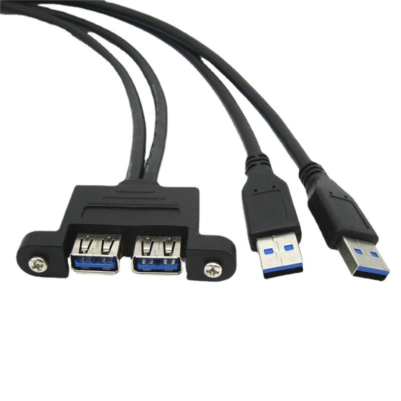 عالية السرعة المزدوجة ميناء Usb 3.0 ذكر إلى أنثى برغي قفل لوحة جبل تمديد تمديد الحافة كابل بيانات الحبل 0.3 متر/0.5 متر/1 متر/1.5 متر