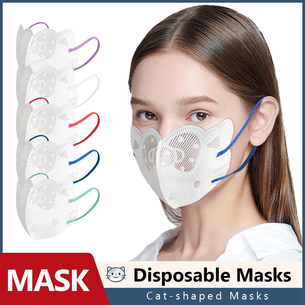 Disposable Mouth Face Mask Cat Shape 3 Layer Meltblown Filter Safe Breathable Masks Twisted Mascaras