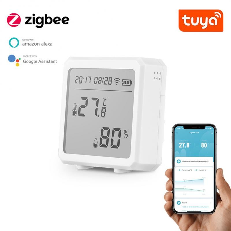 Tuya Smart ZigBee Temperature and Humidity Sensor Indoor Hygrometer Thermometer with LCD Screen Support Alexa Google Assistant