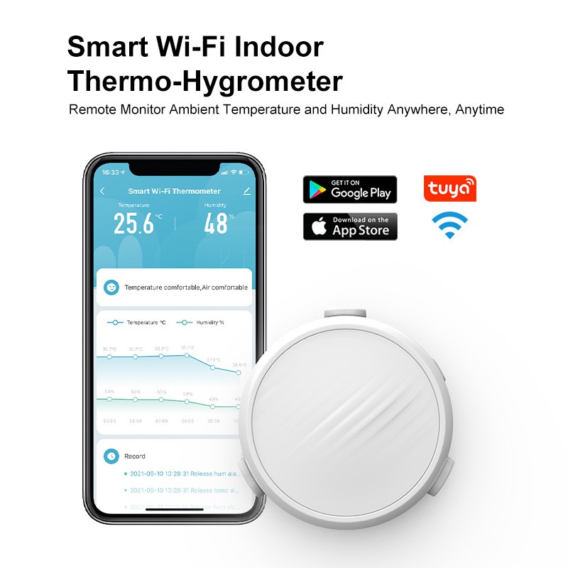 Graffiti WiFi Indoor Thermometer Temperature and Humidity Sensing Measurement Recorder Remote Monitoring Alarm Data Recorder