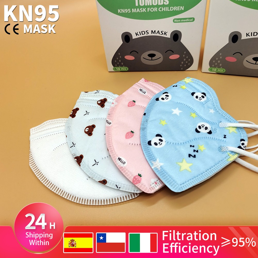 Cute Panda Mask Kids FFP2 Face Mask 5 Layers KN95 Mask Strawberry KN95 Mask ffp2mascarillas fpp2fan for Baby Boys Girls