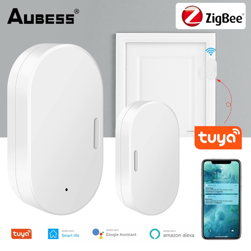 Aubess Zigbee Door Sensor Zigbee Door Window Sensor Smart Security Open/Close Sensor Compatible with Alexa Google Home