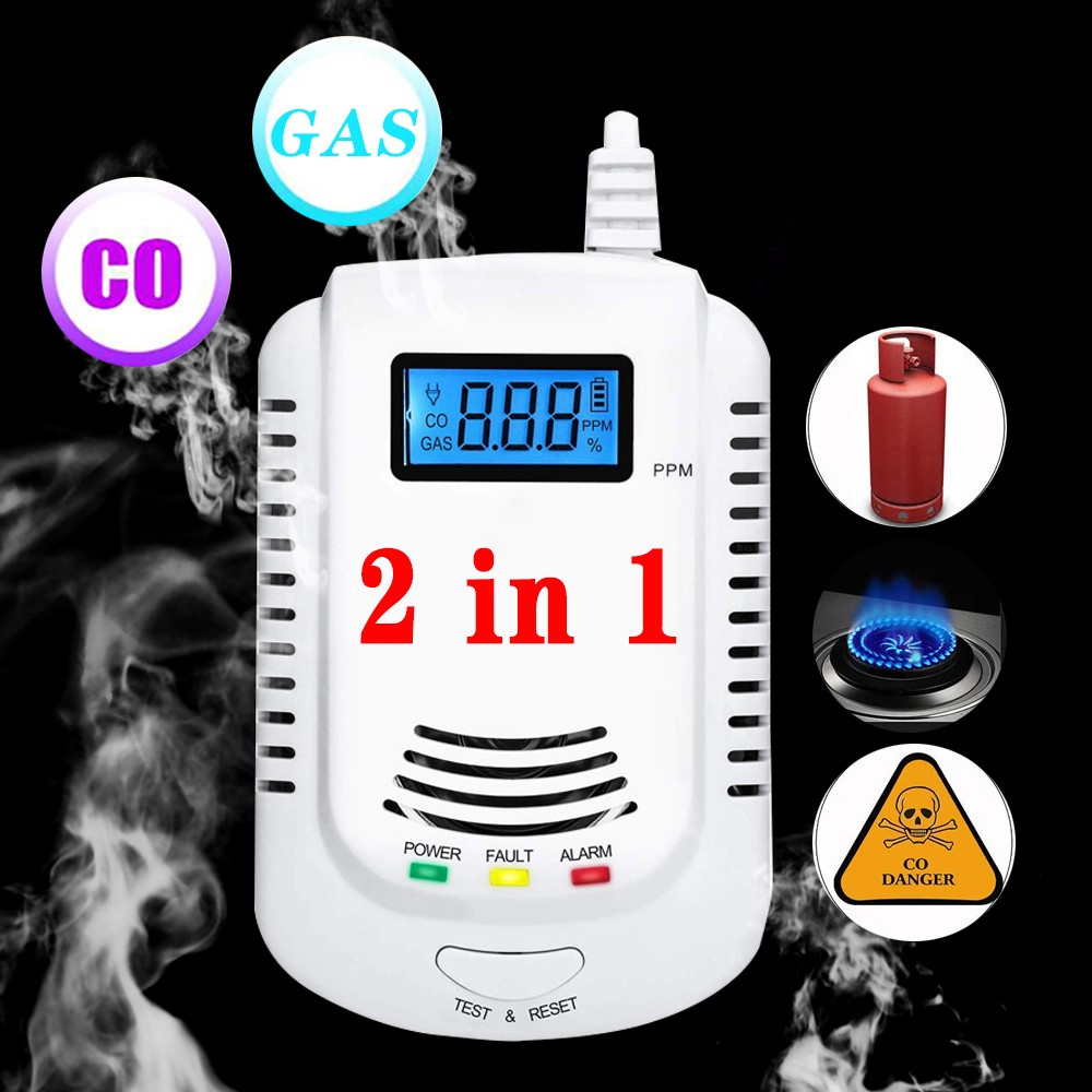 Standalone Carbon Monoxide Gas Detector Gas Detector Gas Alarm Sensor Methane Propane Gas Leak Detector EU Plug LCD Security