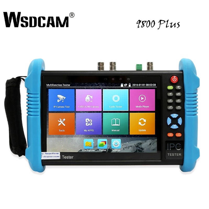 WSDCAM 9800 Plus 7 Inch IP Camera Tester CCTV Tester CVBS Analog Camera Tester with POE/WIFI/4K H.265/HDMI Output/RJ45 TDR/ONVIF