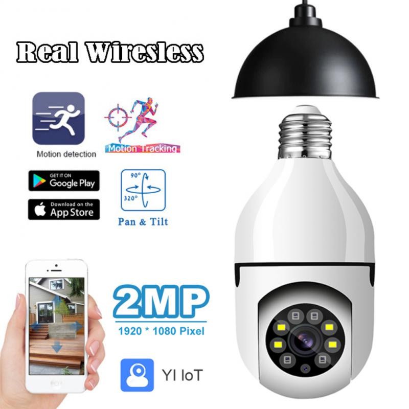 1080P E27 PTZ IP Camera Night Vision WiFi Motion Camera Auto Tracking 4X Digital Zoom Two Way Talking Full Color CCTV Camera