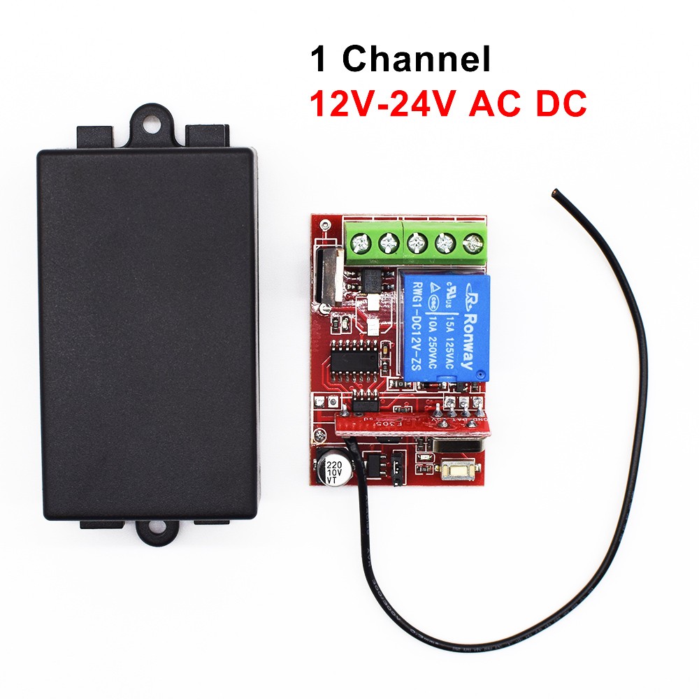 1 CH 12V - 24V AC DC Wireless Remote Control Receiver + 1pc 1527 Remote Learning Code