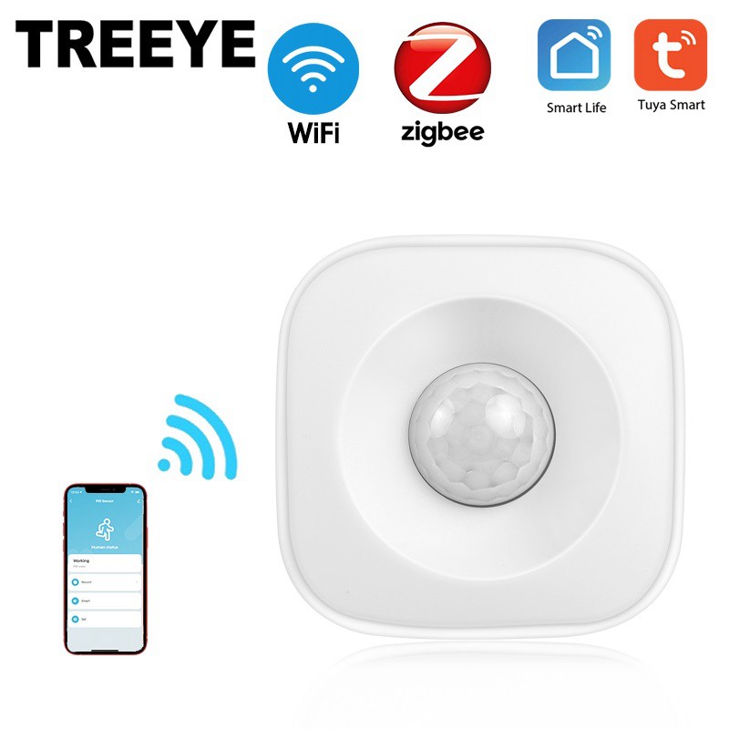 TREEYE WIFI Human Body Sensor Wireless Smart Body Motion PIR Motion Sensor Zigbee Use With Tuya Gateway Smart Life App