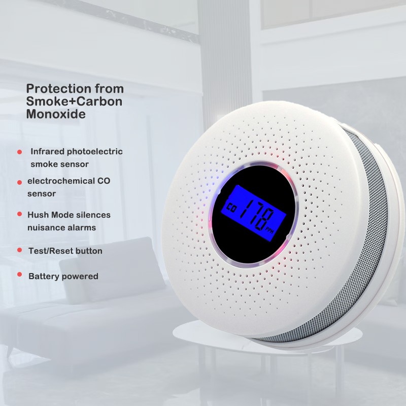 Smoke And Carbon Carbon Monoxide Detector Fire Protection Combination Smoke Co Alarm Built In Beep Battery Powered Easy To Install