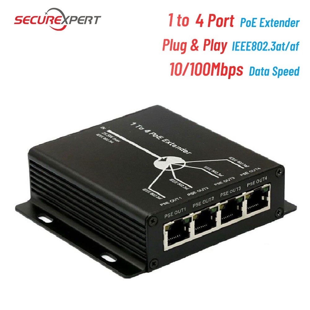 POE Extender 1 T0 4 Port 10/100M 25.5W for IP Camera Extend 120M IEEE802.3af POE Network Devices Plug and Play