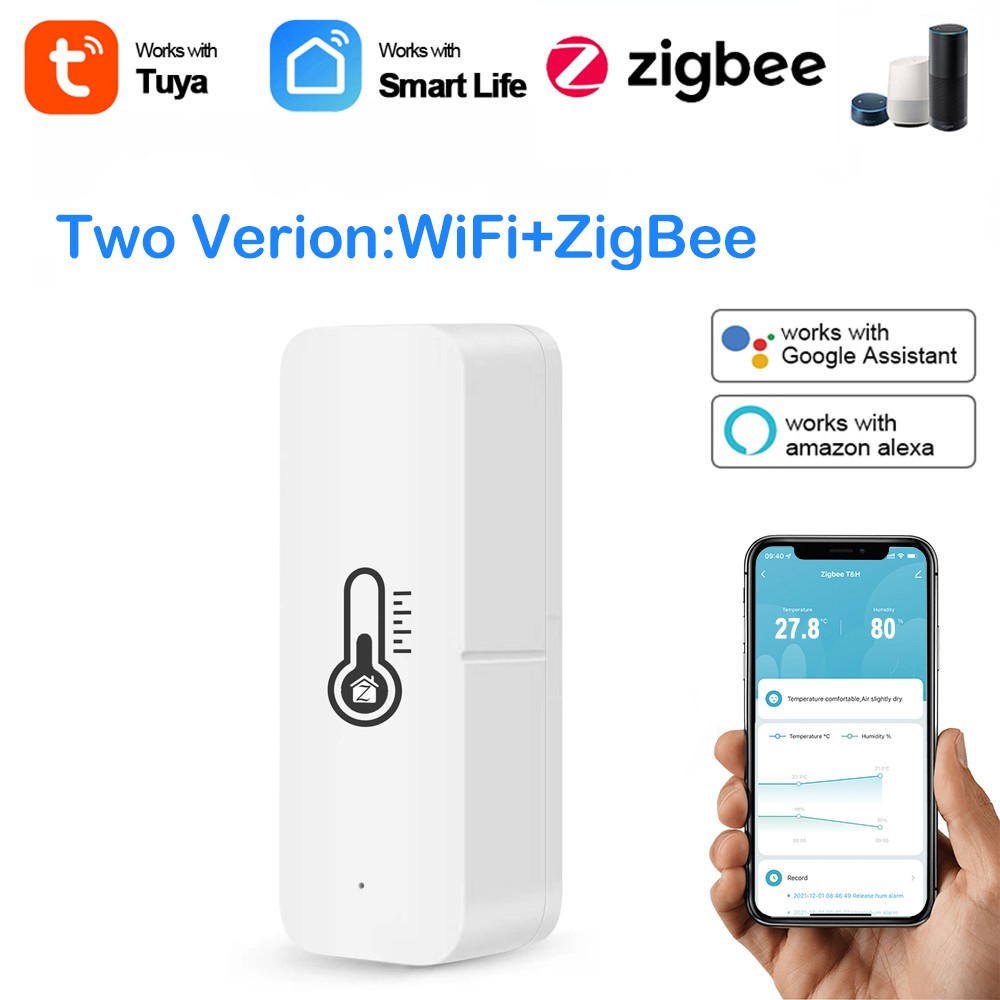 Tuya Smart WiFi ZigBee Temperature Humidity Sensor Indoor Humidity Monitor for Home Alexa Google