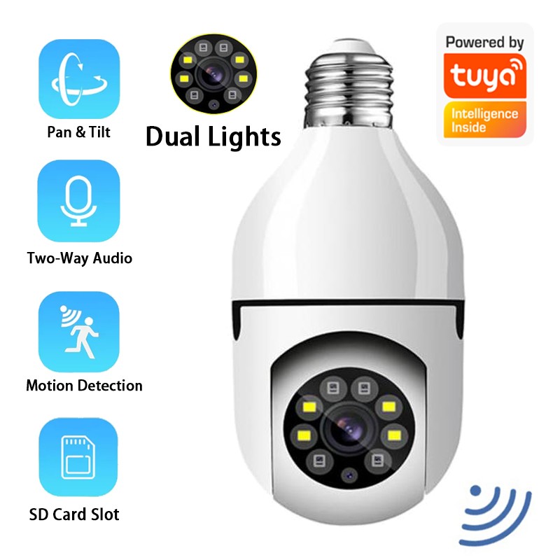 1080P Wireless 360 Rotate Auto Tracking Panoramic Camera Light Bulb WiFi PTZ IP Camera Remote Security E27 Cam