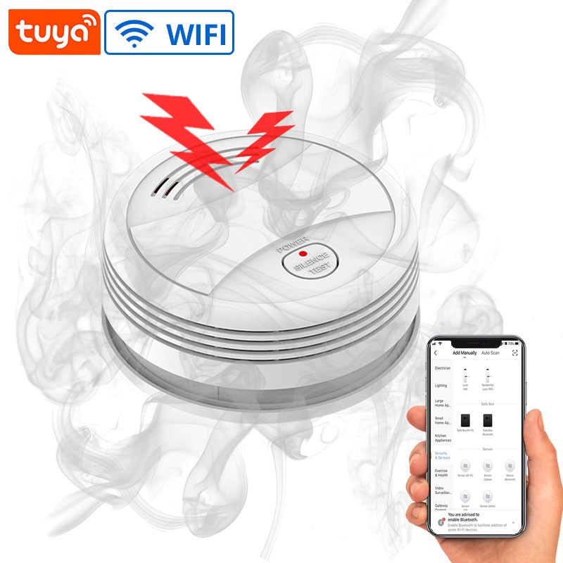 Standalone smoke detector Tuya wifi/433mhz smoke alarm fire protection sensor fire alarm home security system firefighters