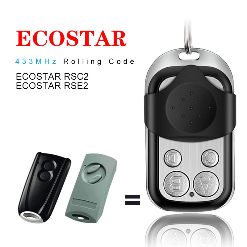 Compatible ECOSTAR RSC2 RSE2 433Mhz Remote Control Rolling Code With Keychain Battery For Garage Gate Door