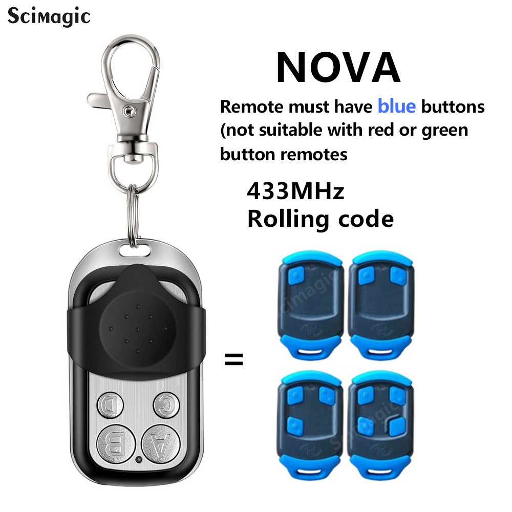 10 Pack Sensis/Centurion Nova Blue Garage Door Opener Remote Control Duplicator Duplicator 433.92MHz Rolling Code