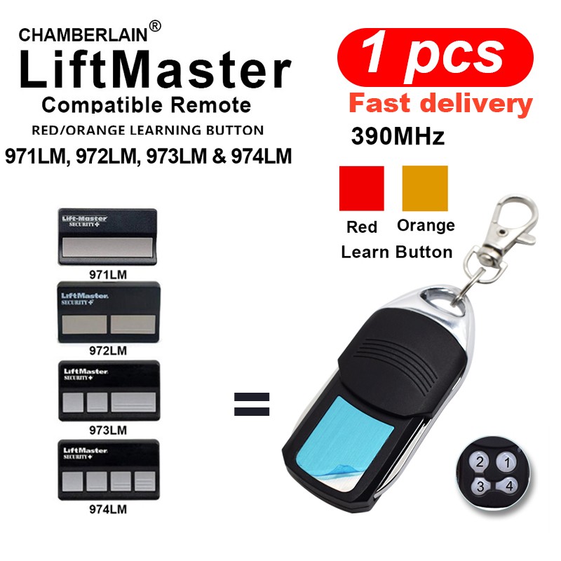 Garage Door Opener 390MHz Rolling Code Liftmaster Chamberlain Sears 971LM 972LM 973LM 970LM Transmitter for Doors