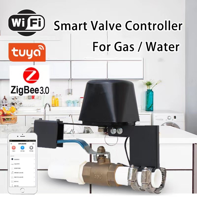 New Arrival Tuya WiFi/Zigbee Smart Control Valve For Water Gas Auto Shut Off Valve Works With Alexa Yandex Google Home